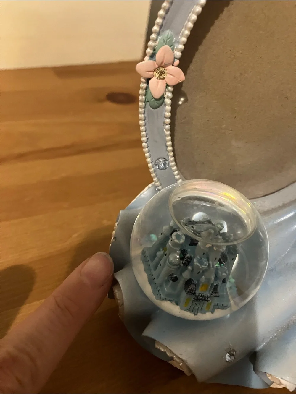 Vintage Cinderella Disney Picture Frame with Mini Castle Snowglobe